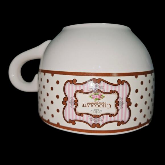 Trisa Chocolate Mug Polka Dot Floral Ceramic Cup Microwave & Dishwasher Safe - Picture 1 of 5